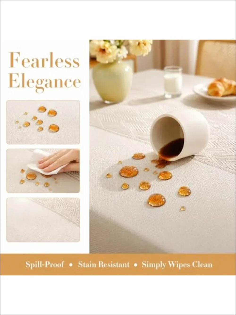 Faux Linen Rectangle Tablecloth Heavyweight Wrinkle Resistant Dining Cover